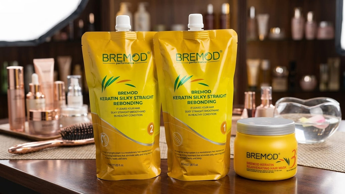 Bremod Performance Keratin Silky Straight Rebonding System & Mask