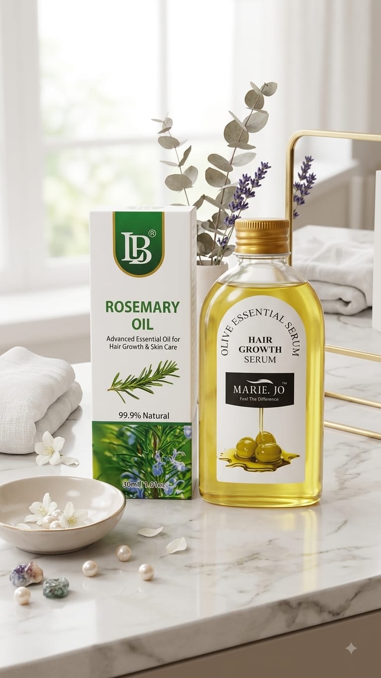 LB Rosemary Oil & Marie. Jo Olive Essential Hair Growth Serum